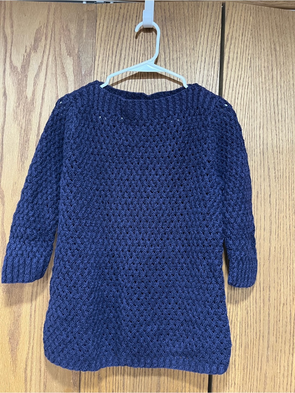 Lauren Ralph Lauren Navy Open-Knit Crewneck Sweater